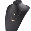 Wholesale Jewelry Retro Simple Style Customization Laser Engraving Solid Color Titanium Steel 18K Gold Plated Chain Layered Necklaces
