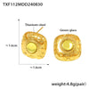 Wholesale Retro Square Green Glass Earrings And Necklace Set 316L Stainless Steel Pvd Plated 18K True Gold For Women