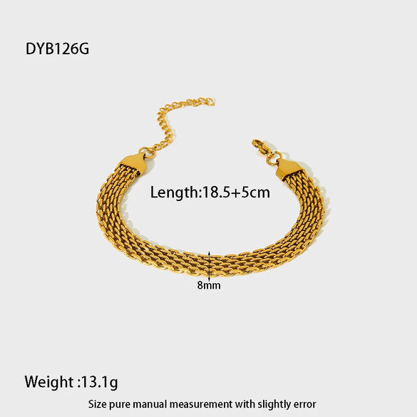 Wholesale Retro Stackable Geometric Stainless Steel 18K Gold Plated Bracelets And Bangles For Women