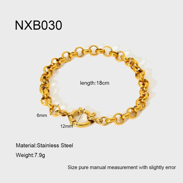 Wholesale Retro Stackable Geometric Stainless Steel 18K Gold Plated Bracelets And Bangles For Women