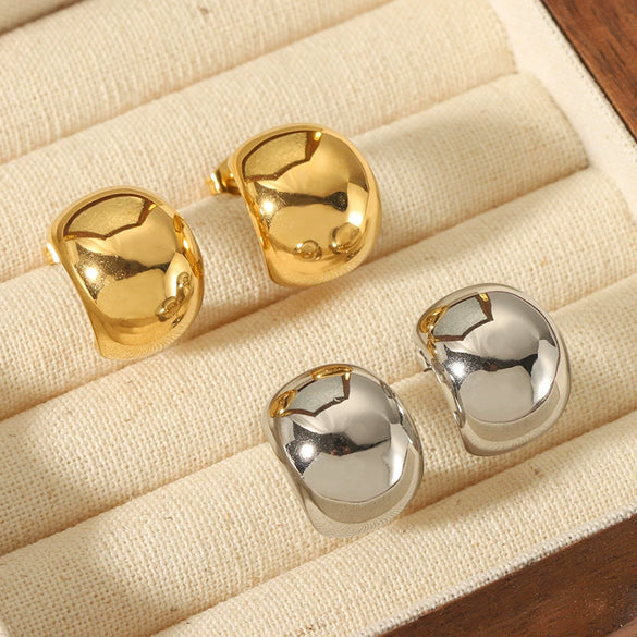 Wholesale Retro Stainless Steel Earrings With Letters Numbers Text Pattern 18K Gold Plated By Vacuum Real Gold Electroplating In Pvd Furnace For Women