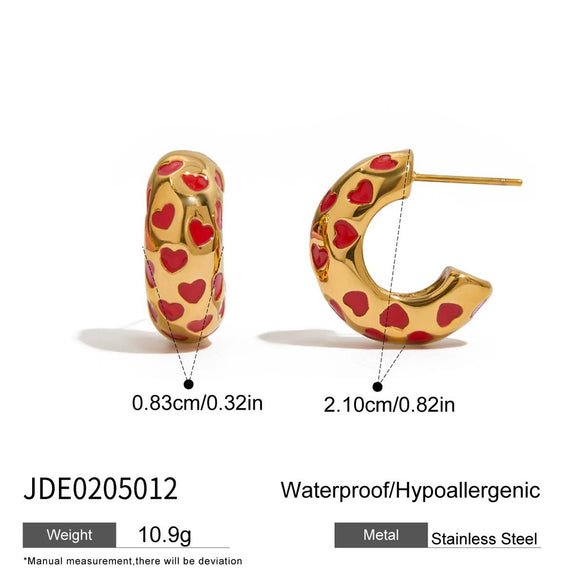 Wholesale Retro Stainless Steel Electroplated Geometric Heart Cshaped Women's Earrings