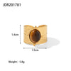 Wholesale Retro Stainless Steel Gemstone Ring For Women With 18K Gold Plated And Geometric Design Set With Precious Stones