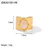 Wholesale Retro Stainless Steel Gemstone Ring For Women With 18K Gold Plated And Geometric Design Set With Precious Stones