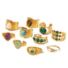 Wholesale Retro Stainless Steel Gemstone Ring For Women With 18K Gold Plated And Geometric Design Set With Precious Stones