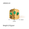 Wholesale Retro Stainless Steel Gemstone Ring For Women With 18K Gold Plated And Geometric Design Set With Precious Stones