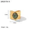 Wholesale Retro Stainless Steel Gemstone Ring For Women With 18K Gold Plated And Geometric Design Set With Precious Stones