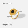 Wholesale Retro Stainless Steel Gemstone Ring For Women With 18K Gold Plated And Geometric Design Set With Precious Stones