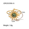Wholesale Retro Stainless Steel Gemstone Ring For Women With 18K Gold Plated And Geometric Design Set With Precious Stones
