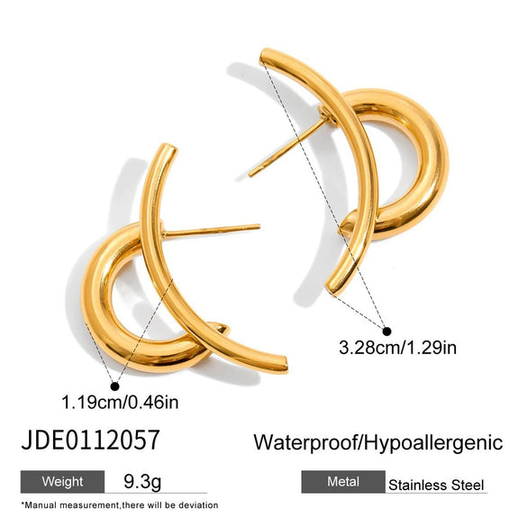 Wholesale Retro Stainless Steel Geometric Hoop Earrings For Women With Electroplating