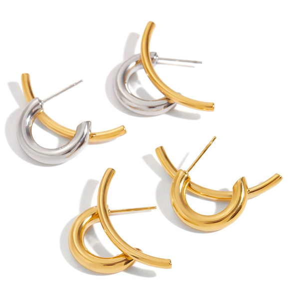 Wholesale Retro Stainless Steel Geometric Hoop Earrings For Women With Electroplating