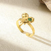 Wholesale Retro Stainless Steel Geometric Irregular Pleated Flower Ring With Electroplating