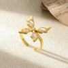 Wholesale Retro Stainless Steel Geometric Irregular Pleated Flower Ring With Electroplating