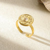 Wholesale Retro Stainless Steel Geometric Irregular Pleated Flower Ring With Electroplating