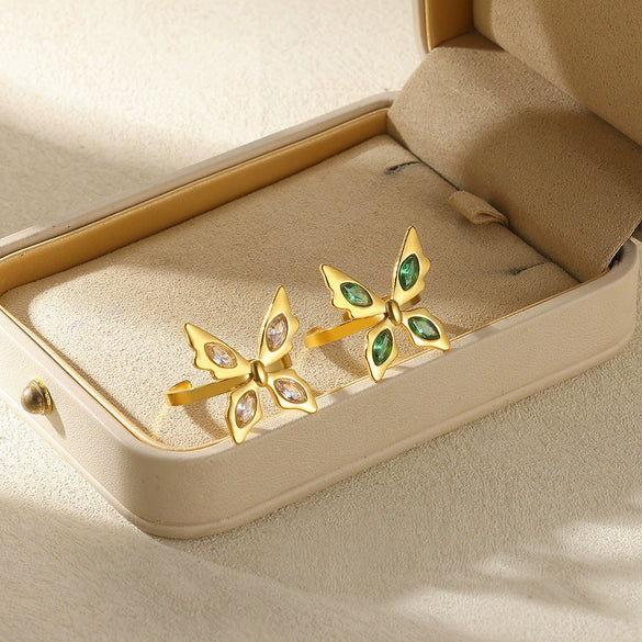 Wholesale Retro Stainless Steel Geometric Irregular Pleated Flower Ring With Electroplating
