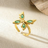 Wholesale Retro Stainless Steel Geometric Irregular Pleated Flower Ring With Electroplating
