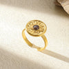 Wholesale Retro Stainless Steel Geometric Irregular Pleated Flower Ring With Electroplating