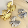 Wholesale Retro Stainless Steel Geometric Leaf Stitching Earrings For Women With Electroplating Treatment