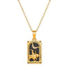 Wholesale Retro Stainless Steel Geometric Rectangular Oil Dripping Zircon Tarot Card Pendant Necklace Manual Processing For Women