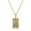 Wholesale Retro Stainless Steel Geometric Rectangular Oil Dripping Zircon Tarot Card Pendant Necklace Manual Processing For Women