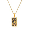 Wholesale Retro Stainless Steel Geometric Rectangular Oil Dripping Zircon Tarot Card Pendant Necklace Manual Processing For Women