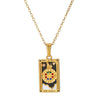 Wholesale Retro Stainless Steel Geometric Rectangular Oil Dripping Zircon Tarot Card Pendant Necklace Manual Processing For Women