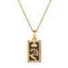Wholesale Retro Stainless Steel Geometric Rectangular Oil Dripping Zircon Tarot Card Pendant Necklace Manual Processing For Women