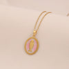 Wholesale Retro Stainless Steel Geometric Tarot Oil Drop Fish Pendant Necklace With O Word Chain