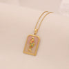 Wholesale Retro Stainless Steel Geometric Tarot Oil Drop Fish Pendant Necklace With O Word Chain