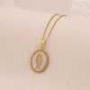 Wholesale Retro Stainless Steel Geometric Tarot Oil Drop Fish Pendant Necklace With O Word Chain