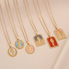 Wholesale Retro Stainless Steel Geometric Tarot Oil Drop Fish Pendant Necklace With O Word Chain