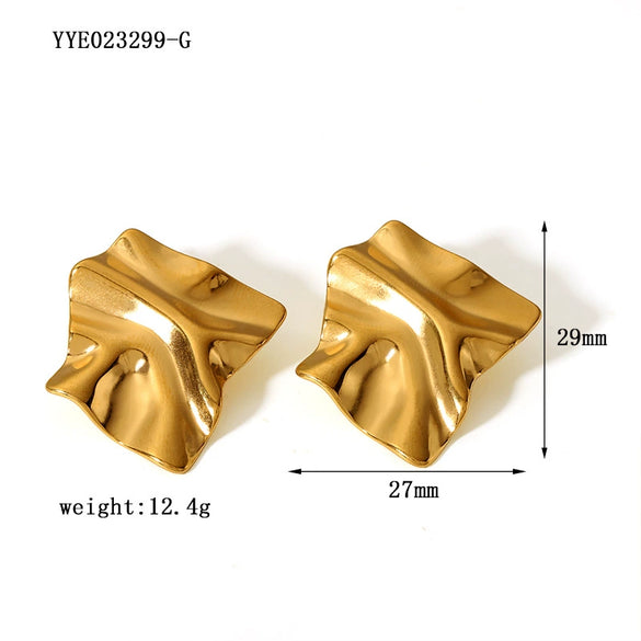 Wholesale Retro Stainless Steel Niche Design Irregular Ear Studs For Women 18K Gold Plated With Vacuum Real Gold Electroplating In Pvd Furnace