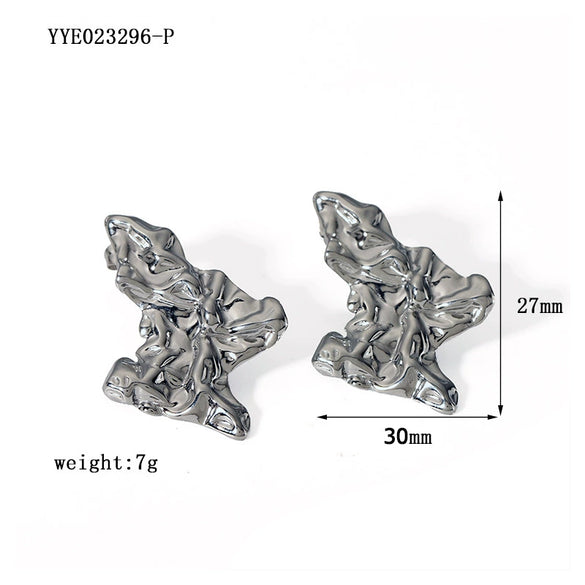 Wholesale Retro Stainless Steel Niche Design Irregular Ear Studs For Women 18K Gold Plated With Vacuum Real Gold Electroplating In Pvd Furnace