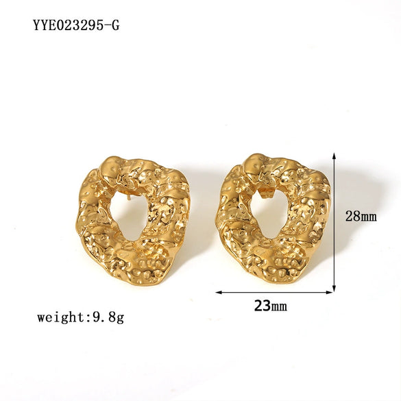 Wholesale Retro Stainless Steel Niche Design Irregular Ear Studs For Women 18K Gold Plated With Vacuum Real Gold Electroplating In Pvd Furnace