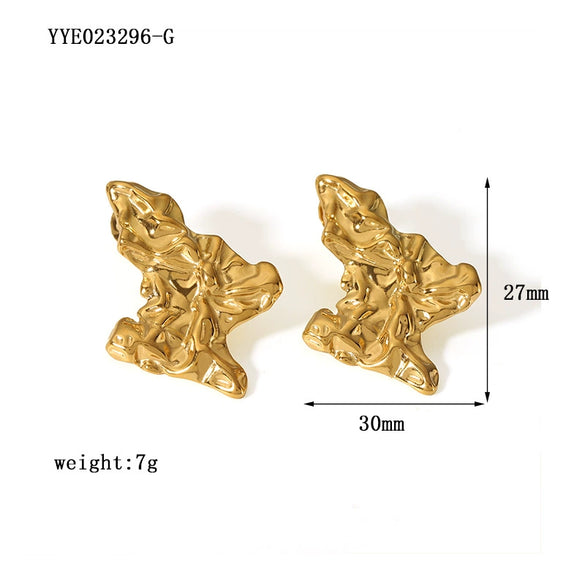 Wholesale Retro Stainless Steel Niche Design Irregular Ear Studs For Women 18K Gold Plated With Vacuum Real Gold Electroplating In Pvd Furnace