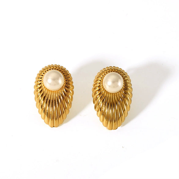 Wholesale Retro Stainless Steel Niche Design Irregular Ear Studs For Women 18K Gold Plated With Vacuum Real Gold Electroplating In Pvd Furnace