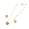 Wholesale Retro Stainless Steel Oil Dropping Eyes Palm Necklace Set With Electroplating Treatment