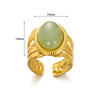 Wholesale Retro Stainless Steel Ring Electroplated With Gold Inlaid With Natural Stone Geometric Style Women's Jewelry