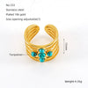 Wholesale Retro Stainless Steel Ring Electroplated With 18K Gold Inlaid With Peacock Geometric Style Unisex Jewelry