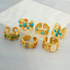 Wholesale Retro Stainless Steel Ring Electroplated With 18K Gold Inlaid With Peacock Geometric Style Unisex Jewelry