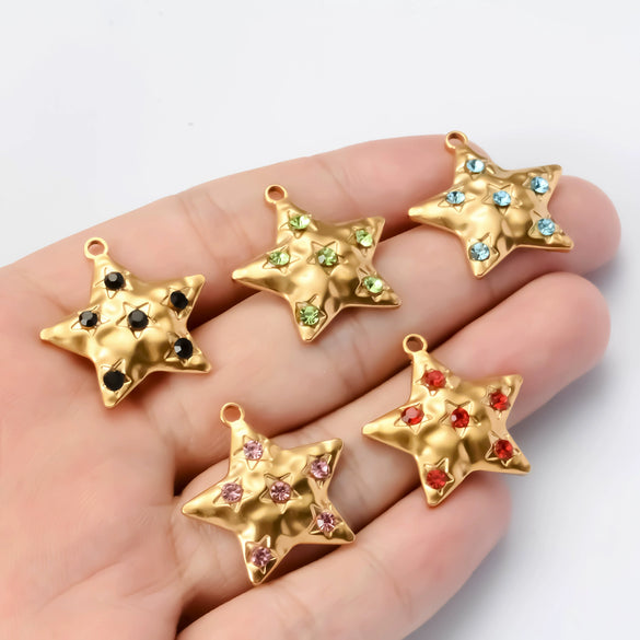Wholesale Retro Stainless Steel Star Diamond Handmade Jewelry Accessories Pendant With Electroplating