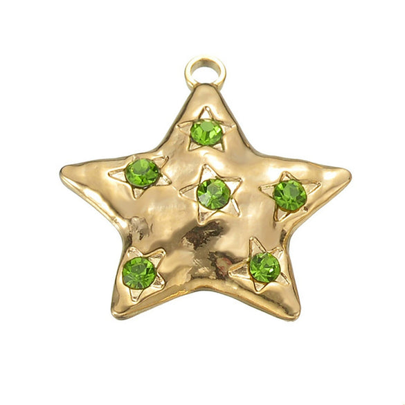 Wholesale Retro Stainless Steel Star Diamond Handmade Jewelry Accessories Pendant With Electroplating