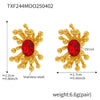 Wholesale Retro Stainless Steel Zircon Stamens Ring And Earrings Set With Electroplating