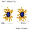 Wholesale Retro Stainless Steel Zircon Stamens Ring And Earrings Set With Electroplating