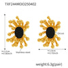 Wholesale Retro Stainless Steel Zircon Stamens Ring And Earrings Set With Electroplating