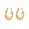 Wholesale Retro Star Geometric Stainless Steel Electroplated Hollow Earrings For Women