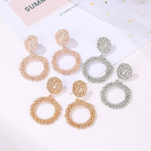 Wholesale Retro Style Alloy Geometric Large Circle Earrings With Electroplated Treatment For Women