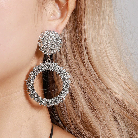 Wholesale Retro Style Alloy Geometric Large Circle Earrings With Electroplated Treatment For Women