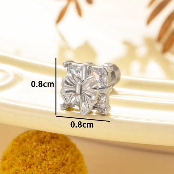 Wholesale Retro Style Bow Shape Zirconia Metal Earrings