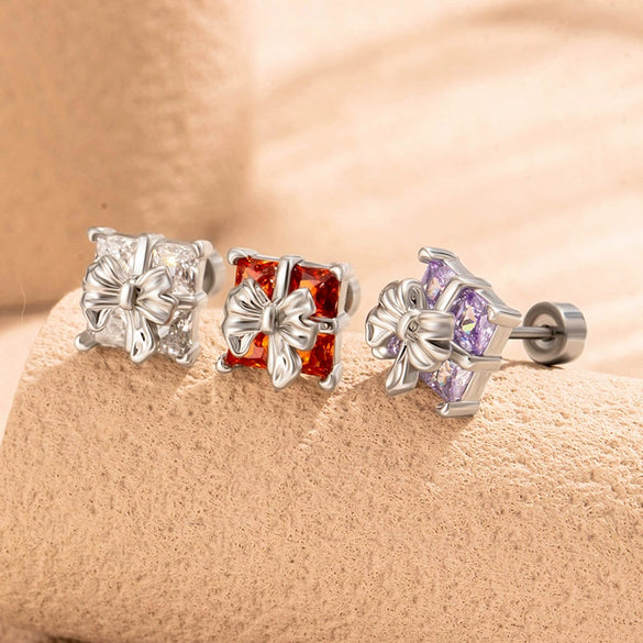 Wholesale Retro Style Bow Shape Zirconia Metal Earrings